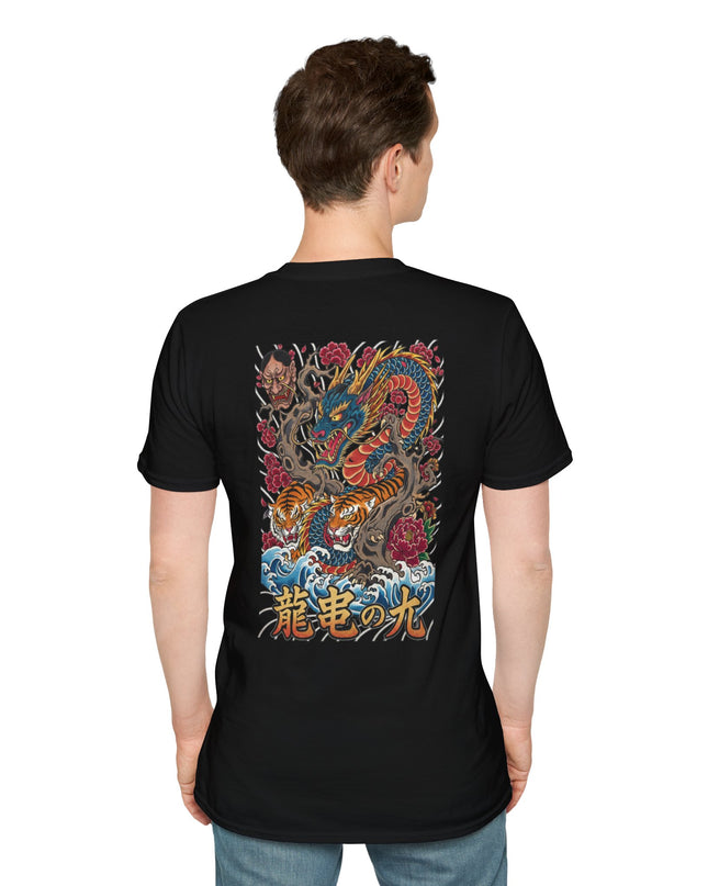 Heren T-shirt katoen - Dragon Tiger Rose