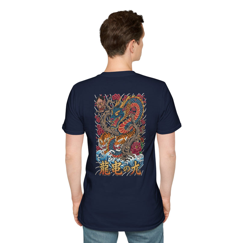 Heren T-shirt katoen - Dragon Tiger Rose