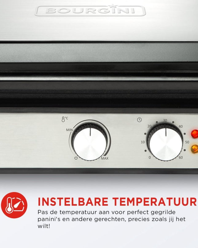 Bourgini Pure Contact Grill RVS/Zwart