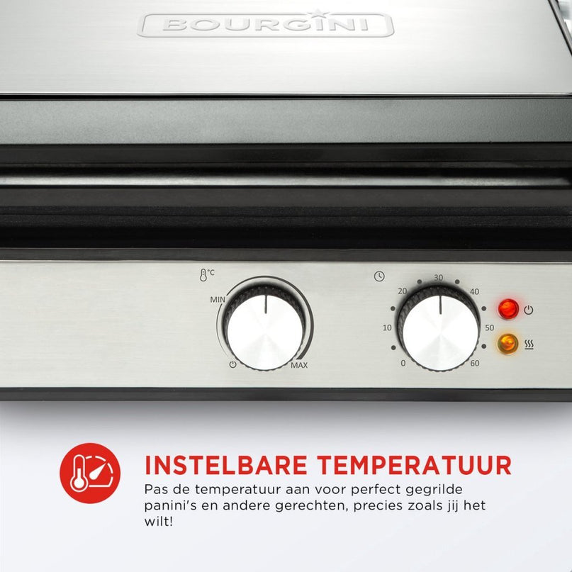 Bourgini Pure Contact Grill RVS/Zwart