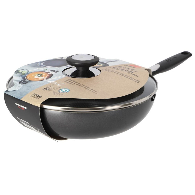 Beka Pro Induc Wokpan met Glazen Deksel 28 cm Zwart