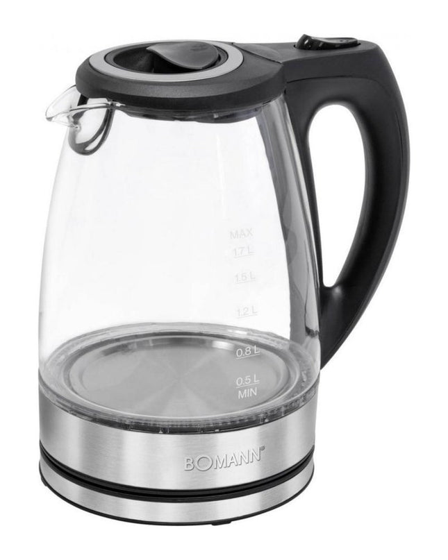 Bomann WKS 6032 G CB Glas Waterkoker 1.7L 2200W RVS/Zwart