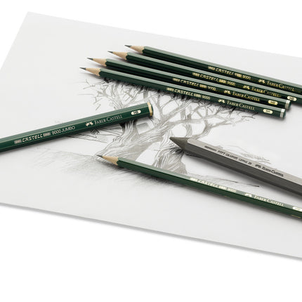 Faber Castell FC-119398 Potloodset Faber-Castell 9000 Jumbo 2B, 4B, Gum, En Sljiper