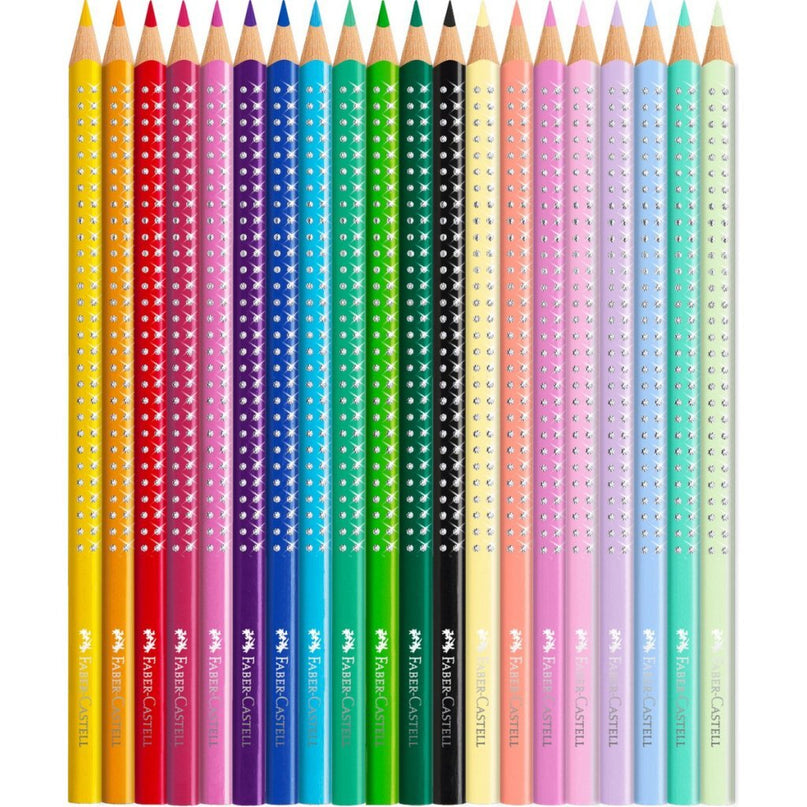 Faber Castell FC-201971 Kleurpotloden Sparkle in Vlinder Bewaarblik 12 Standaard Kleuren + 8 Pastel Kleuren + Stickers