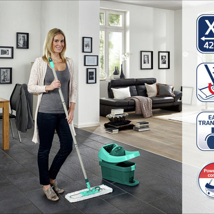 Leifheit 55167 Profi Vloerwisser XL 42 cm Compleet Systeem met Wieltjes Micro Duo + Static Plus