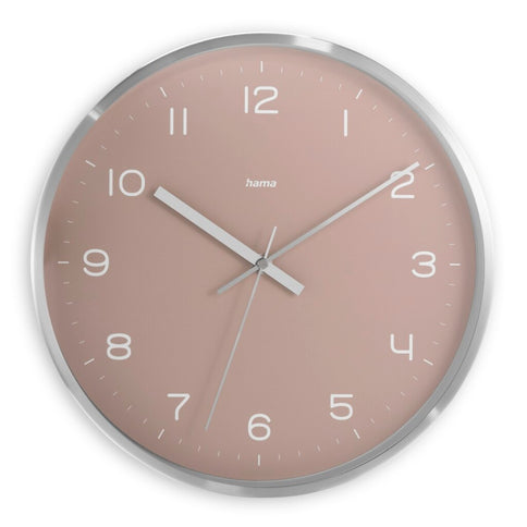 Hama DCF Wandklok Fidschi Tikt Niet 30 cm Aluminium/Roze