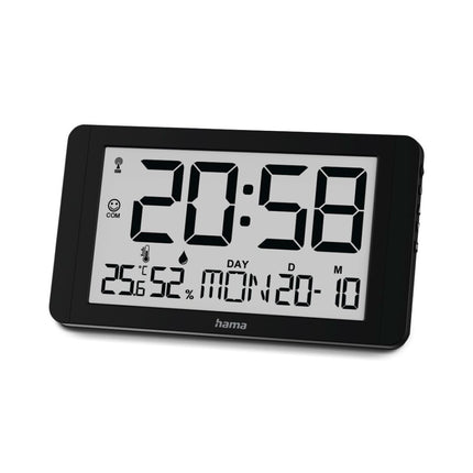 Hama Digitale DCF Wandklok Cuba + Thermometer en Hygrometer Zwart
