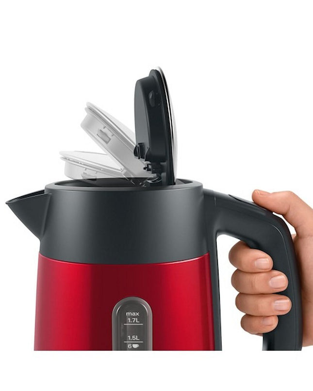 Bosch TWK4P434 DesignLine Waterkoker 1.7L 2400W Rood/Zwart