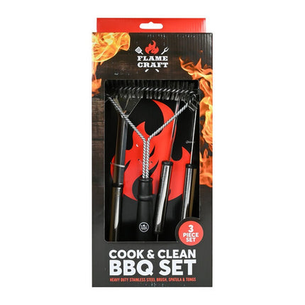 Flamecraft BBQ Gereedschapset 3-delig Zwart/RVS