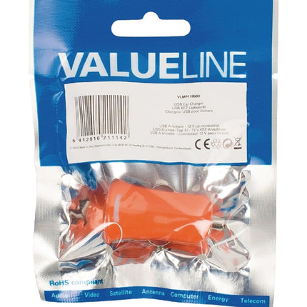 Valueline Vlmp11950o Usb-autolader Usb A Female - 12v-autoaansluiting Oranje