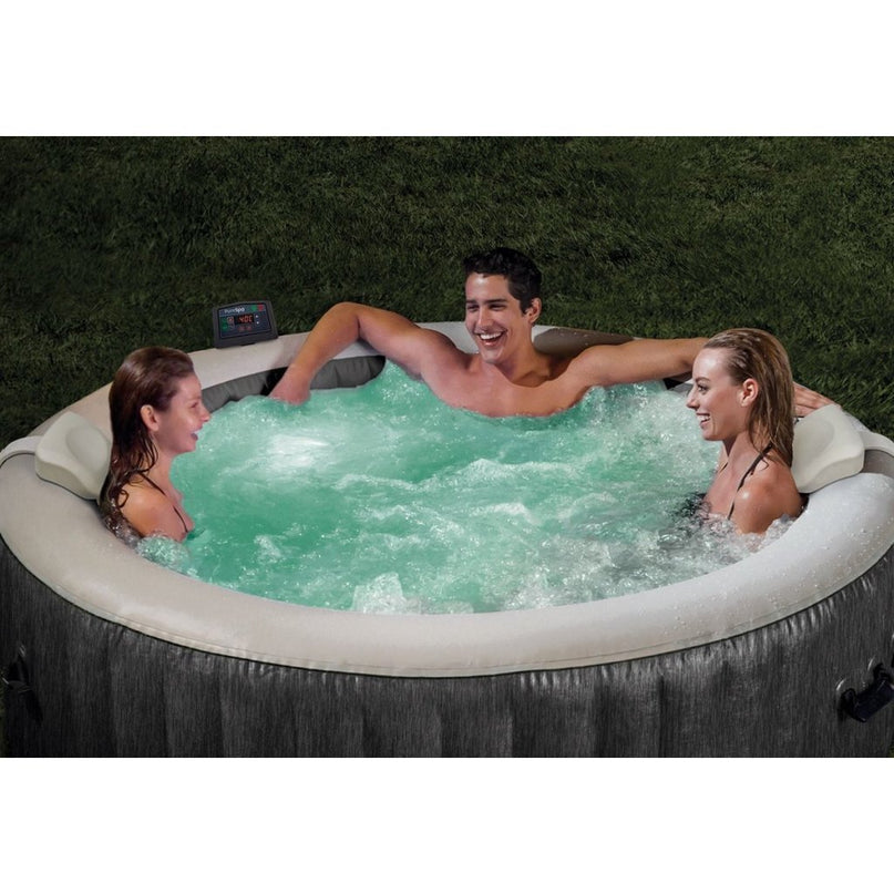 Intex 28440NP PureSpa Greywood Bubble Deluxe 4 Persoons 196x71 cm WiFi Grijs/Wit