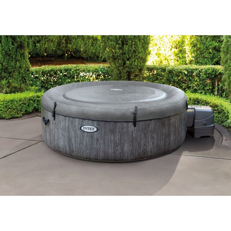 Intex 28440NP PureSpa Greywood Bubble Deluxe 4 Persoons 196x71 cm WiFi Grijs/Wit