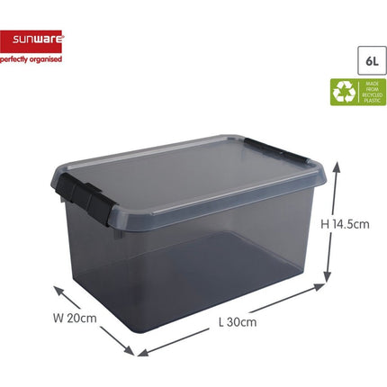 Sunware Comfort Line Opbergbox 6L 30x20x14.5 cm Transparant/Antraciet