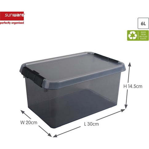 Sunware Comfort Line Opbergbox 6L 30x20x14.5 cm Transparant/Antraciet