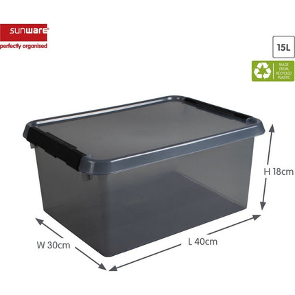 Sunware Comfort Line Opbergbox 15L 40x30x18 cm Transparant/Antraciet
