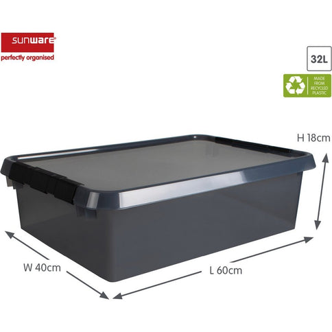 Sunware Comfort Line Opbergbox 32L 60x40x18 cm Transparant/Antraciet