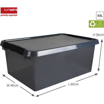 Sunware Comfort Line Opbergbox 45L 60x40x26 cm Transparant/Antraciet