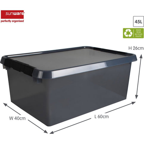 Sunware Comfort Line Opbergbox 45L 60x40x26 cm Transparant/Antraciet