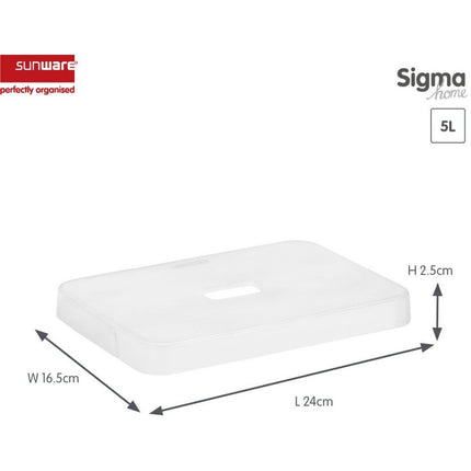 Sunware Sigma Home Deksel Opbergbox 5L 24x16.5x2.5 cm Transparant