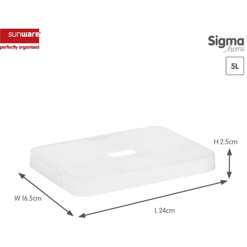 Sunware Sigma Home Deksel Opbergbox 5L 24x16.5x2.5 cm Transparant