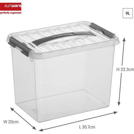 Sunware Q-Line Opbergbox 9L 30x20x22.3 cm Transparant/Grijs