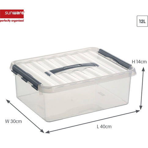 Sunware Q-Line Opbergbox 12L 40x30x14 cm Transparant/Grijs