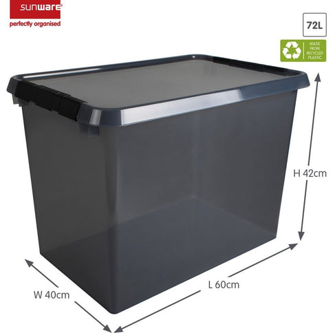 Sunware Comfort Line Opbergbox 72L 60x40x42 cm Transparant/Antraciet