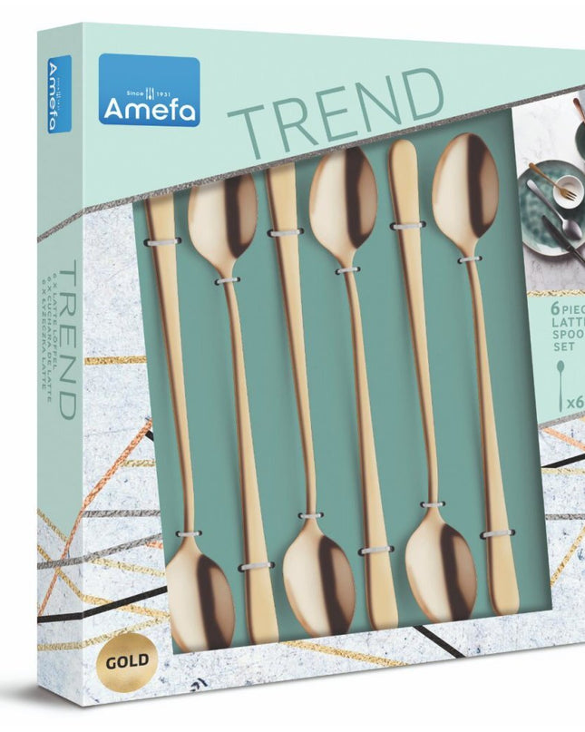 Amefa Austin Latte Lepels 6 Stuks Mat Goud