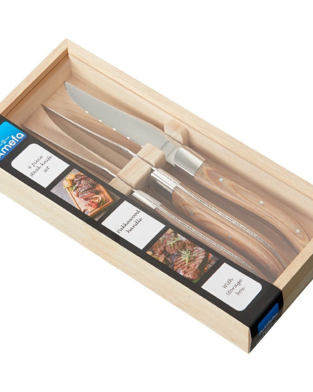Amefa Royal Steakmessen 4 Stuks Natural Wood