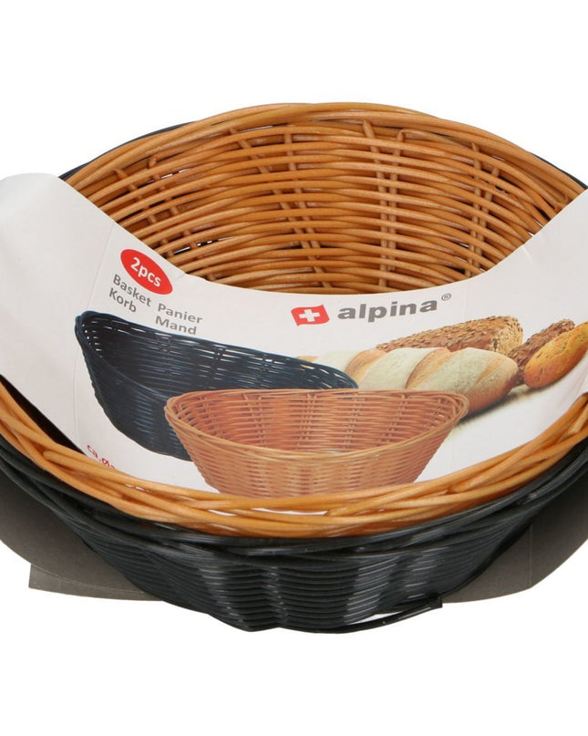 Alpina Rieten Broodmand 2 Stuks Bruin/Zwart