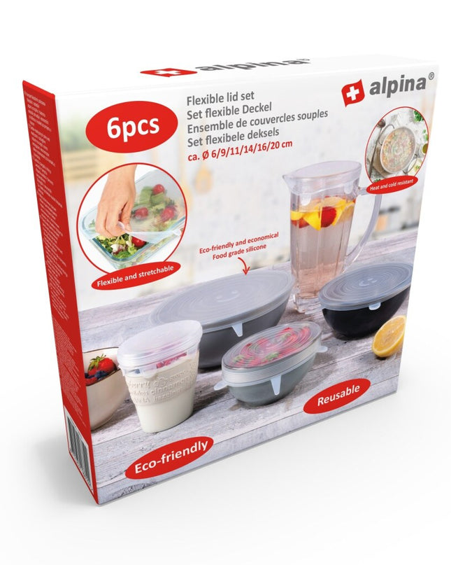 Alpina Flexibele Siliconen Deksels 6/9/11/14/16/20 cm 6 Stuks