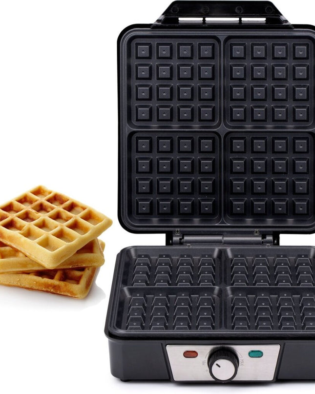 Alpina Wafelijzer Brusselse Wafels Antiaanbaklaag 4 Wafels 1200W