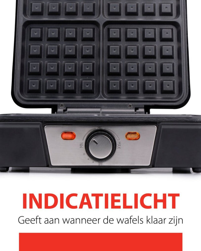 Alpina Wafelijzer Brusselse Wafels Antiaanbaklaag 4 Wafels 1200W