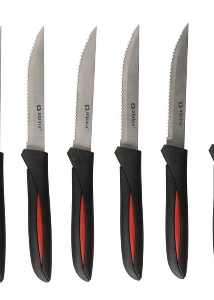 Alpina Steakmessen 23 cm 6 Stuks Zwart/Rood