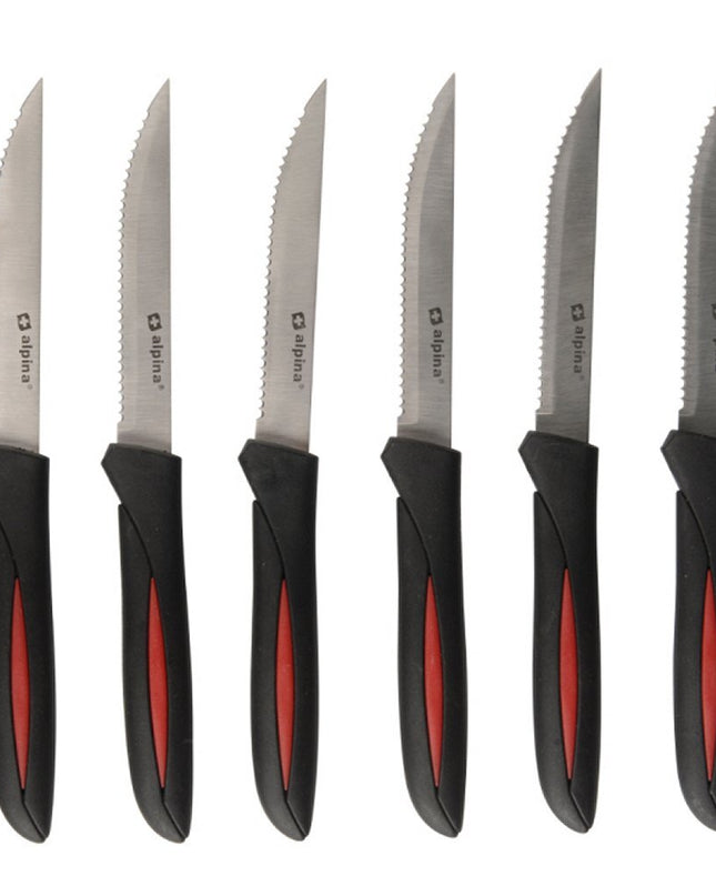 Alpina Steakmessen 23 cm 6 Stuks Zwart/Rood