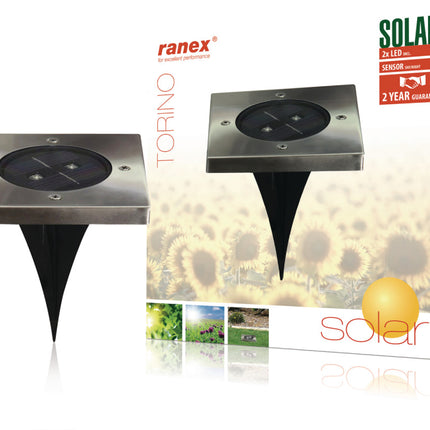 Ranex RA-5000406 LED Solar Grondspot RVS