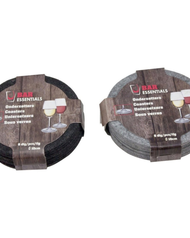 Bar Essentials Vilten Onderzetters 10 cm 6 Stuks
