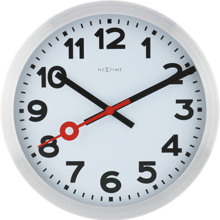 NeXtime NE-3999AR Wandklok Dia. 35 Cm, Geborsteld Aluminium, 'Station'