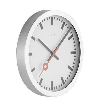 NeXtime NE-3998ST Wandklok Dia. 19 Cm, Geborsteld Aluminium, 'Station'