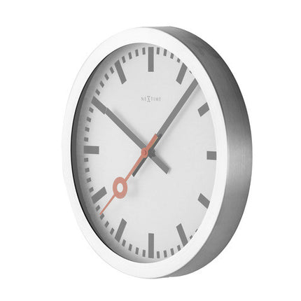 NeXtime NE-3998ST Wandklok Dia. 19 Cm, Geborsteld Aluminium, 'Station'