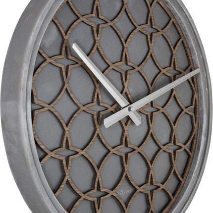 NeXtime NE-3212BR Wandklok Dia. 39.5 Cm, Polyresin/hout, Grijs