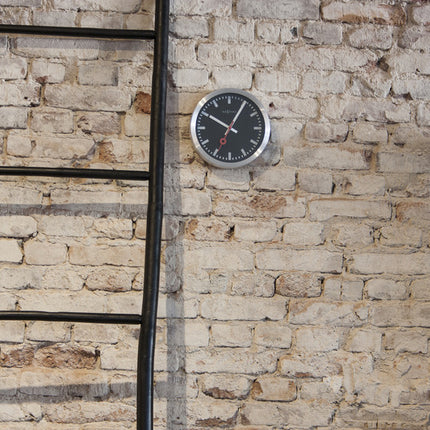 NeXtime NE-3998STZW Wandklok 'Station' &Oslash;19 Cm, Geborsteld Aluminium Zwart
