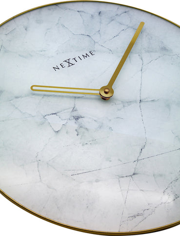 NeXtime NE-8189WI Wandklok Marble Ø 40 Cm Wit