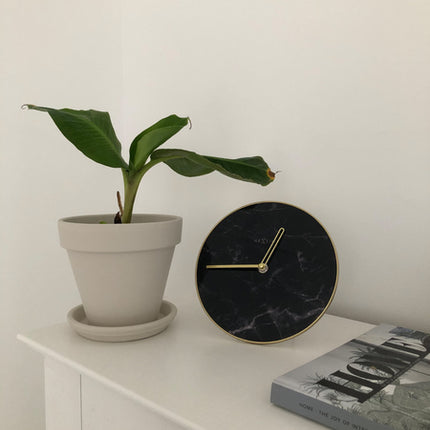 NeXtime NE-5222ZW Tafelklok Marble Table Dia 20cm Glas Zwart