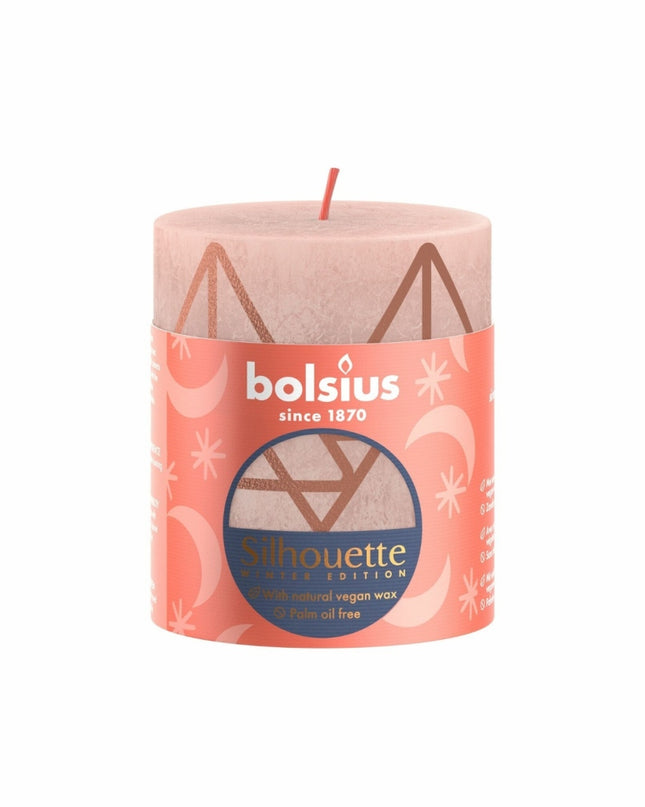 Bolsius Rustieke Stompkaars 8x6,8 cm Misty Pink Met Print