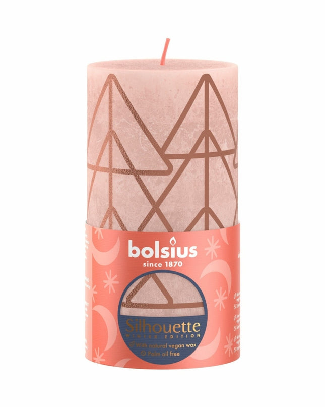 Bolsius Stompkaars Rustiek 13x6,8 cm Misty Pink Met Print