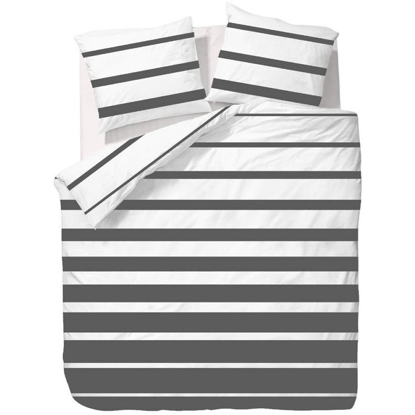 Ten Cate Dekbedovertrek Celia 240x200/220 cm Antraciet/Wit/Katoen