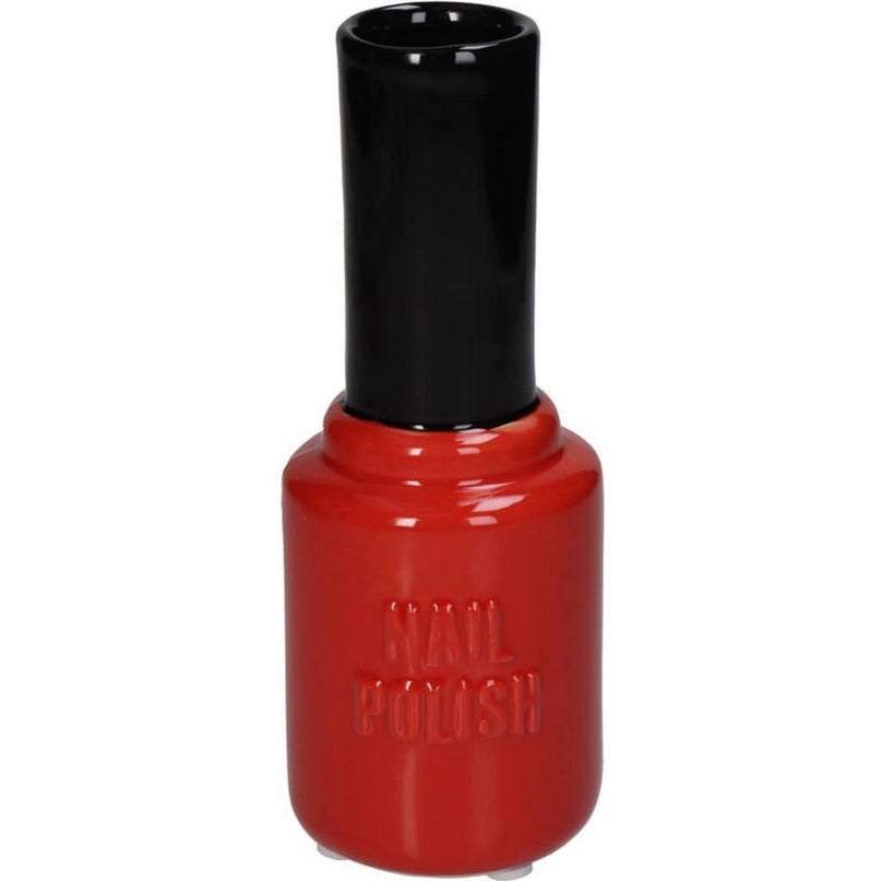 Nagellak Vaas 7x7x18.5 cm Rood/Zwart