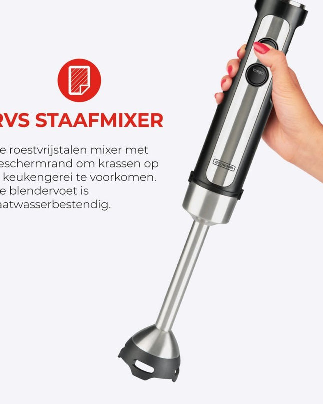 Bourgini Classic Staafmixer Set RVS/Zwart
