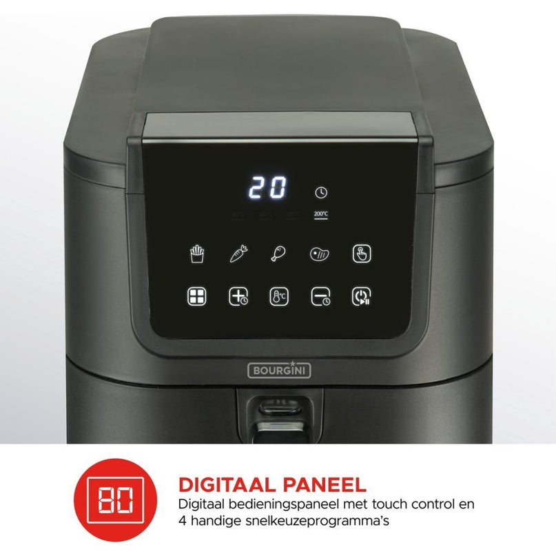 Bourgini Slimfit Airfryer XL 5L 1500W Zwart